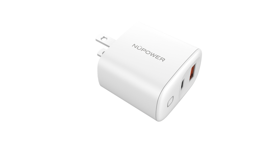 NüPower 30W Dual Port Fast Charging Wall Charger USB-A and USB-C